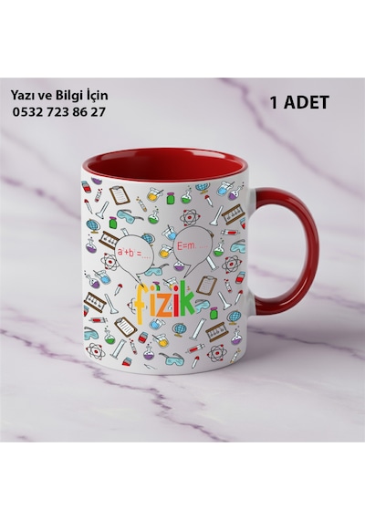 Fizik Öğretmeni Ve Öğretmenler Günü İçin Kişiye Özel İsim Baskılı Kupa Bardak Öğretmene Hediyelik Kırmızı