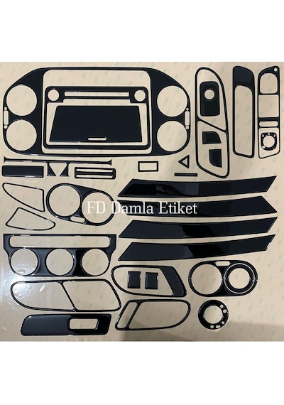 Volkswagen Tiguan 2007 - 2010 Torpido, Konsol, Trim, Göğüs Maun Kaplama Siyah Renk Özel Dizayn