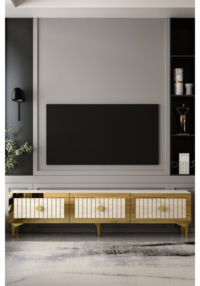 180dhdts4bta Lina 3 Kapaklı Pleksi Lazer Desen Tv Sehpası Beyaz-traverten-altın 180dhdts4bta Lina 3 Kapaklı Pleksi Lazer Desen Tv Sehpası Beyaz-traverten-altın