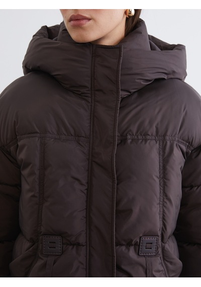 Lcw Modest Bordo Kapüşonlu Oversize Kadın Şişme Mont