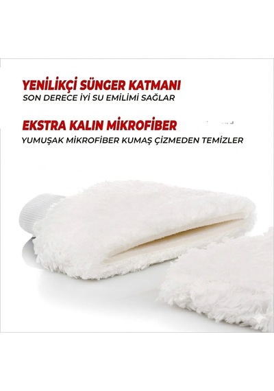 Wonkey - Lüks Oto Yıkama Eldiveni Ve Araç Pasta Cila Eldiveni - Ekstra Kalın Araba Yıkama Ve Mikrofiber Temizlik El