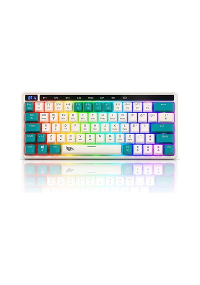 Rgb Kablosuz Oyuncu Klavyesi 64 Tuş Tri-mode Türkçe Q Gaming Kb-01