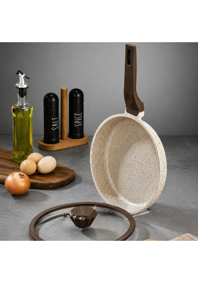 Incı Dokum Kapaklı Tava 28 Cm Krem