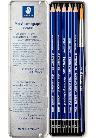 Staedtler Mars Lumograph Aquarell Kalem Seti 5'Li Fırça