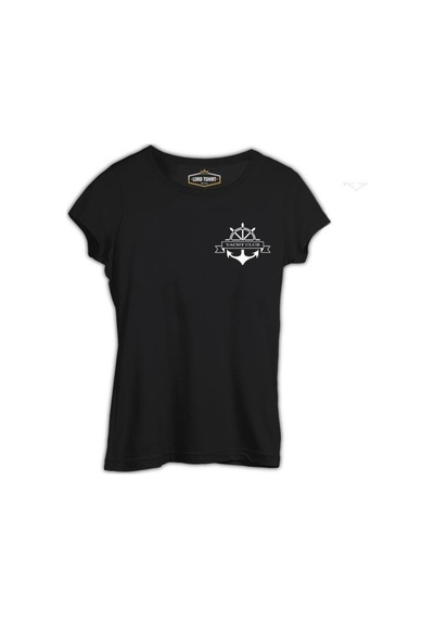 Yat Kulübü - Çapa Logo Siyah Bayan Tshirt