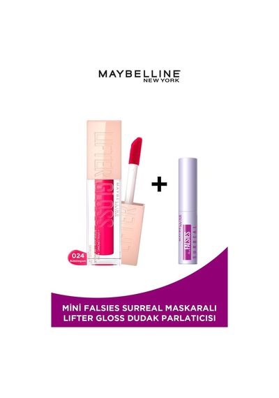 Maybelline New York Lifter Gloss Nemlendirici Dudak Parlatıcısı 24 Bubblegum + Mini Falsies Surreal Maskara 4.7 ML