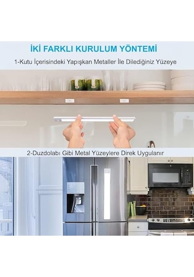Sensörlü Alüminyum Usb Şarjlı Led Gece Lambası, 3 Renk Kısılabilir, Mutfak Dolap Tezgah İçin 40 Cm