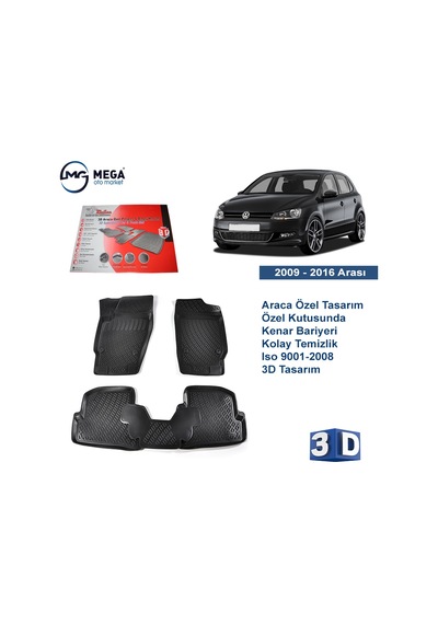 Vw Polo 6R 2009-2017 Arası Rizline 3D Havuzlu Paspas