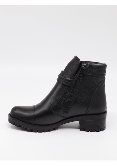 Nesilshoes Nesil Shoes Marr 836 Hakiki Deri İçi Kürklü Kadın Bot Siyah