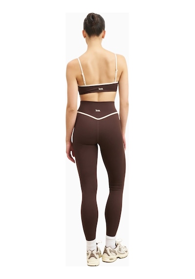 Because Of Alice Base Contrast Trim Leggings Yüksek Bel Şekillendirici Kadın Tayt Kahverengi