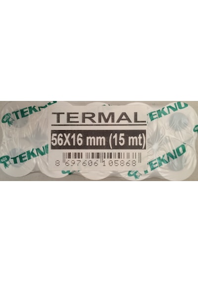 Tekno Termal Pos Rulo 56X16 15Mt Yazarkasa Rulo Kâğıt (10 Adet)
