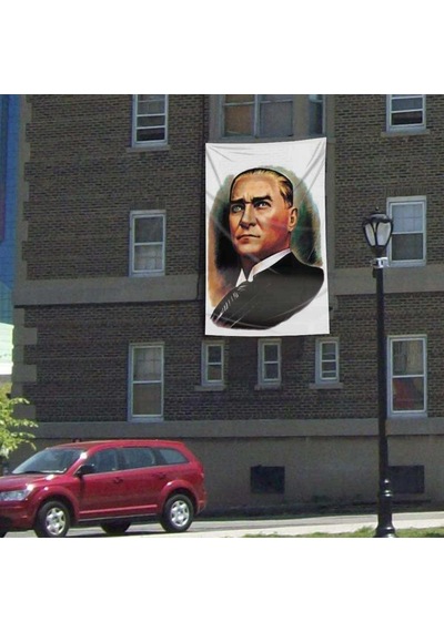 Gazi Mustafa Kemal Atatürk Portre Cephe Poster Bayrak - 3x4,5 Metre 1