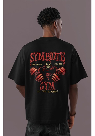 Özel Tasarım Venom Film Fitness Sırt Baskılı Unisex Oversize Tişö Siyah