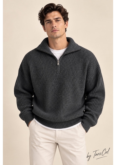Cool Tarz Antrasit Erkek Oversize Fermuarlı Balıkçı Triko Kazak Çok Renkli Çok Renkli Cool Tarz Antrasit Erkek Oversize Fermuarlı Balıkçı Triko Kazak Çok Renkli Çok Renkli
