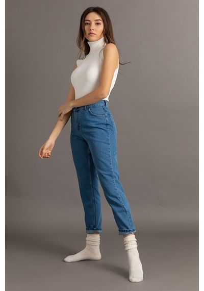 Lavajeans Açık Mavi Likralı Mom Süper Yüksek Bel Mom Jeans Açık Mavi