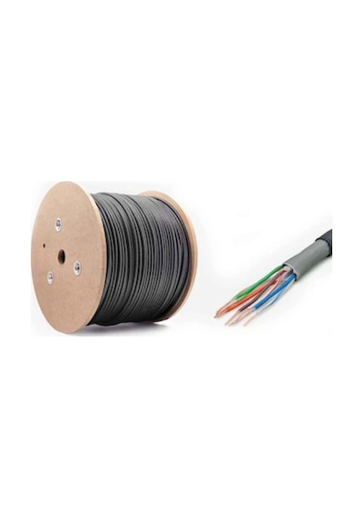 20 Metre Dış Cephe Cat6 Kablo 20 Metre Siyah Ethernet Kablosu Dış Ortam