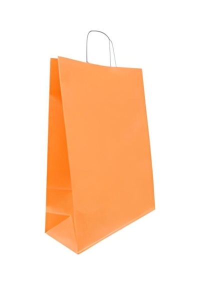 Kraft Çanta Turuncu 31X12X41 ( 25 Adet ) ( Kağıt Poşet Çanta )