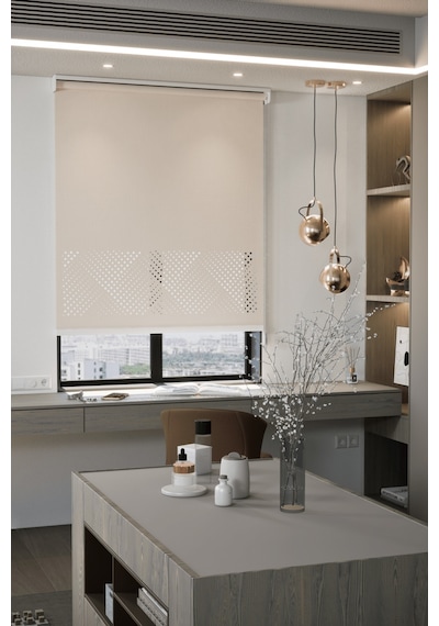 Auralight Lazer Kesim Mat Stor Perde, Lazer Kesimli Modern Serisi, M-3003 Açık Kahverengi
