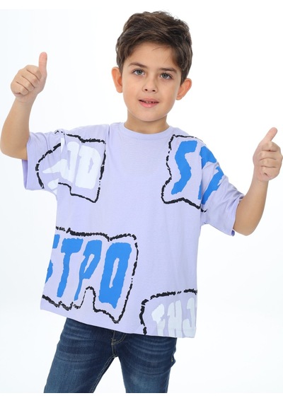 Toontoy Kids Toontoy Erkek Çocuk Stpo Baskılı Tişört Mavi