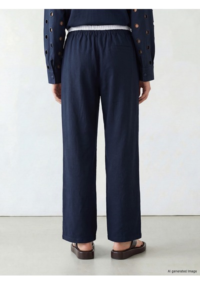 Lcw Comfort Lacivert Beli Lastikli Geniş Paça Kadın Pantolon