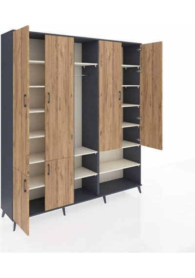 Hyperion Dolap 15 Raflı 5 Kapaklı Tek Askılı 220x44x243 Antrasit-çam/aytaşı Atlas Çam/aytası Hyperion Dolap 15 Raflı 5 Kapaklı Tek Askılı 220x44x243 Antrasit-çam/aytaşı Atlas Çam/aytası