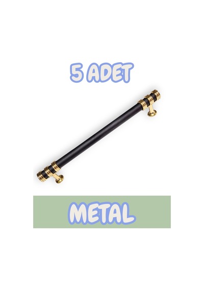 Nesli Alüminyum Metal Lüks Modern Mobilya Çekmece Mutfak Dolabı Kulpu Siyah-altın 128mm 5 Adet Siyah - Altın