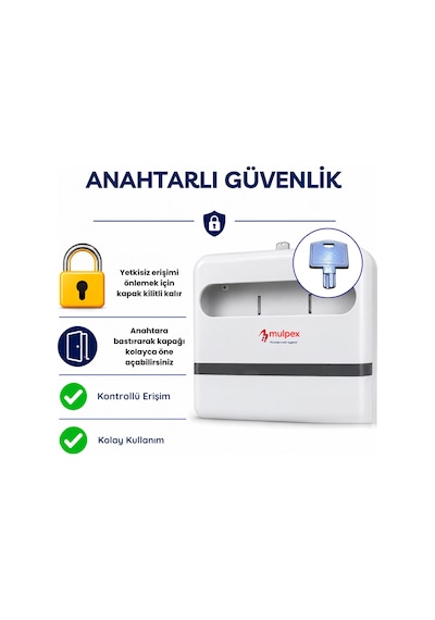 Mulpex Yarım Katlı Klozet Kapak Örtüsü Dispenseri Beyaz Abs Plastik Kilitli 40x28x4,5 Cm