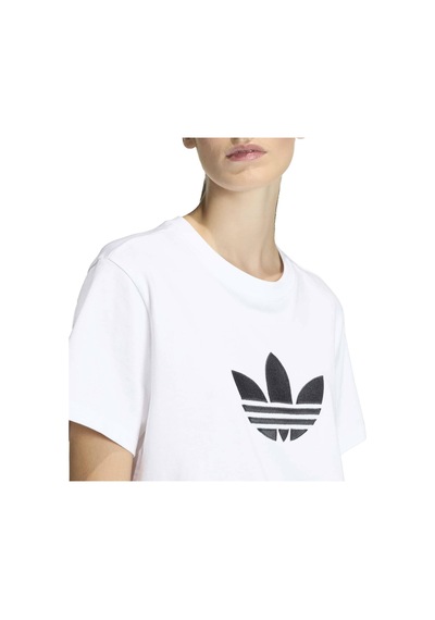 Whıte/black Adidas Kadın Günlük T-shirt Trefoil Boxy T Kd6225 Beyaz
