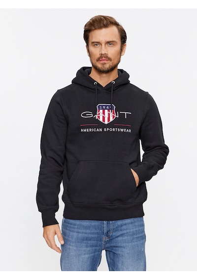 Gant Erkek Kapşonlu Sweatshirt Yandan Cepli Siyah