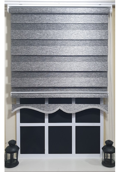 Zebra Stor Perde Siyah Gümüş Etek Dilimli St 009 Gri