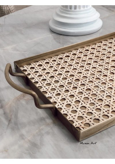 Rattan Hazeran Galvaniz Sunum Tepsi Gold %100 Doğal Hazeran M022