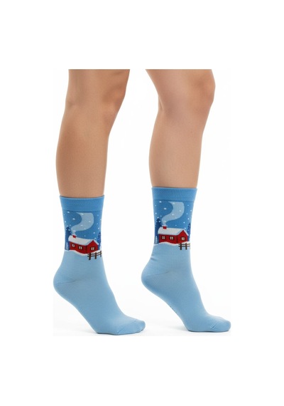 Gost Liria Winter Socks Desenli Unisex Soket Çorap Mavi
