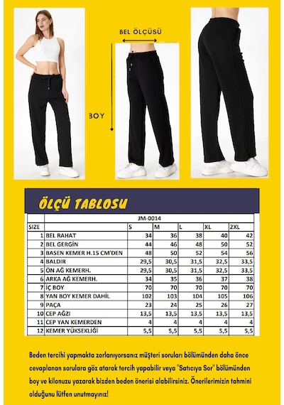 Jomax Siyah Kadın Geniş Paça Modal Scuba Spor Eşofman Alt Edy001s Siyah