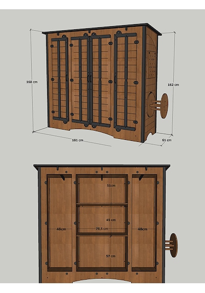 Mandu Ahşap Çok Amaçlı Xl Depolama Dolabı Ahşap