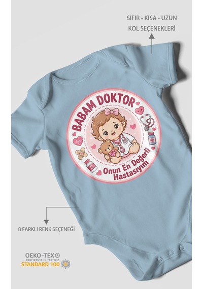Morivokids Babaya Özel Kısa Kollu Bebek Body %100 Pamuk Zbn290-kk Bebe Mavisi