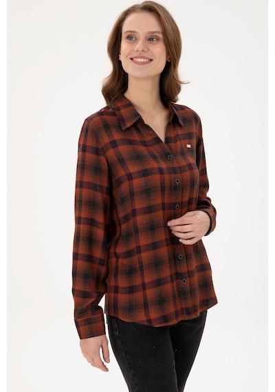 U.s. Polo Assn. Kadın Kiremit Gömlek Desenli 50291117-vr031 Kiremit