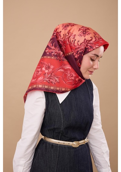 Silk Home Twill İpek Eşarp 11482-08 Koyu Mor, Kırmızı, Pembe, Pudra
