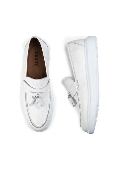 Deery Hakiki Deri Beyaz Comfort Erkek Loafer Beyaz (492271264) Beyaz