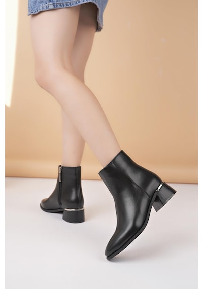 Nesilshoes Nesil Shoes Mddm 9711 Siyah Topuklu Kadın Bot
