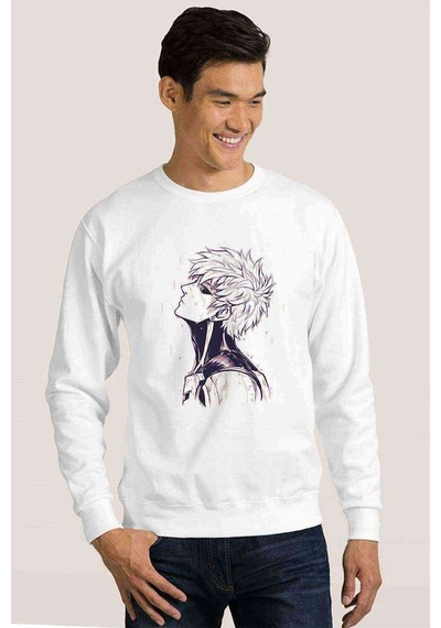Anime One Punch Man Genos Baskılı Beyaz Erkek Örme Sweatshirt (528467365)