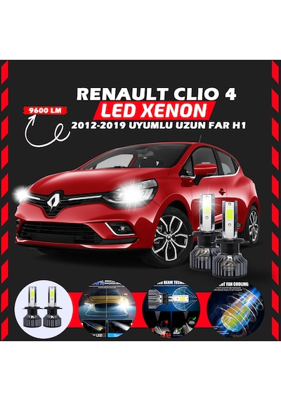 Renault Clio 4 2012-2019 Uzun Far Uyumlu Şimşek Etkili Led Xenon Pro Series H1