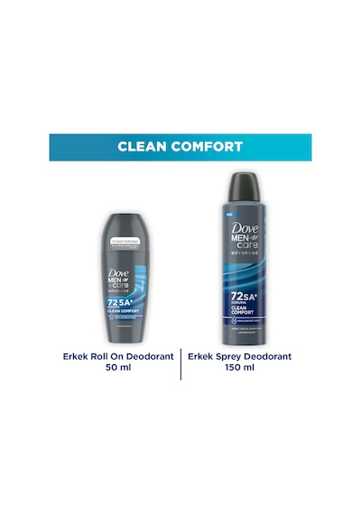 Dove Men +care Advanced Erkek Deodorant Clean Comfort 150 Ml + Clean Comfort Roll On 50 Ml