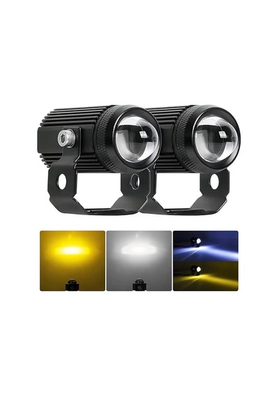 Motosiklet Fanlı Sis Farı Çift Renk Sarı-beyaz Scooter Araç Led Lamba 8v-85v Projektör Metal 2 Ad
