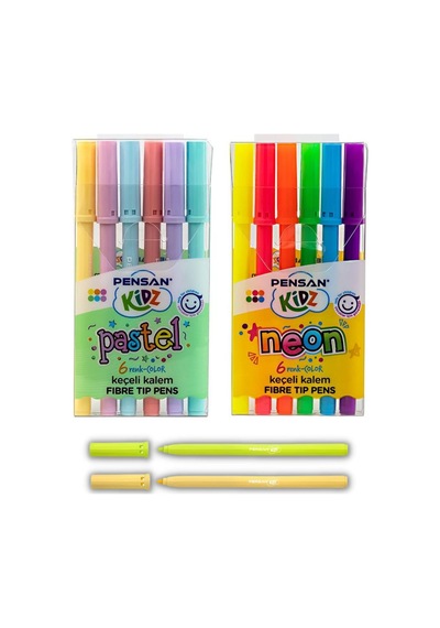 Keçeli Kalem 12 Lı Pastel Ve Neon Renkler Pensan Pastel ve Neon K