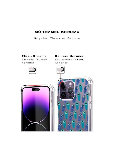 Prinrify Xiaomi Redmi Note 9s Uyumlu Nazar Boncuğu 4 Baskılı Şeffaf Köşe Korumalı Antişok Kılıf