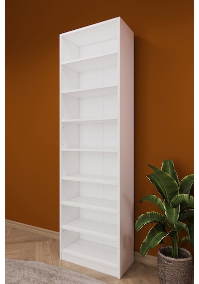 Asra Trend K-01 %100 MDF 60 cm 7 Raflı Kitaplık Ofis Dosya Rafı Kütüphane Beyaz