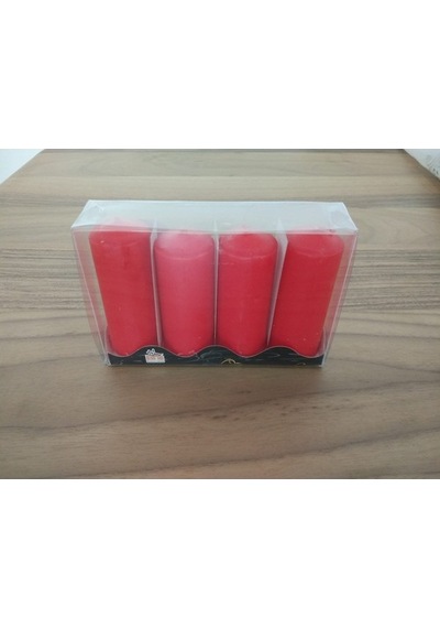 4'Lü Kokusuz Kırmızı Bozkurt Silindir Mum 3.5*9Cm (361458268)