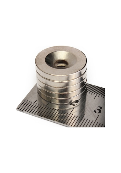 Neodyum Mıknatıs, 20Mm X 10-5Mm X 5Mm Havşa Delikli, Adet Seçmeli 1 Adet