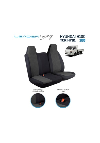 Hyundai H100 Kamyonet Sabit Başlık Uyumlu 2+1 Ticari Oto Koltuk Kılıfı Siyah