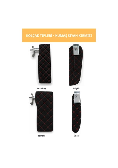 Kapitone Kumaş Siyah Kırmızı Kaplı Kamyon Otobüs Koltuk Kolçağı Metal Aparatlı Orta Boy Tip